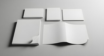 Minimalist Blank White Paper on Gray Background