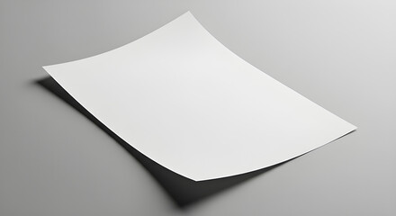 Minimalist Blank White Paper on Gray Background
