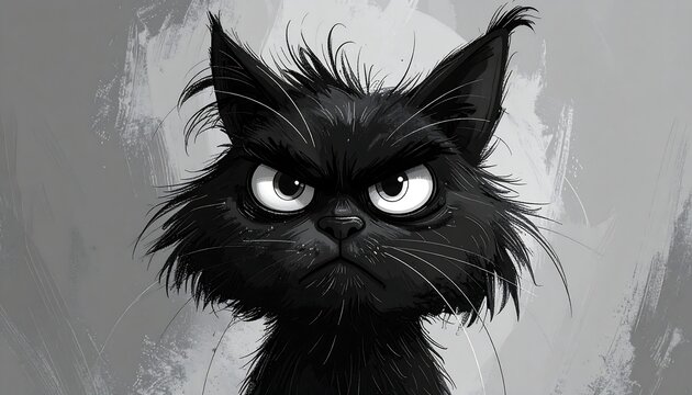 Angry cartoon cat