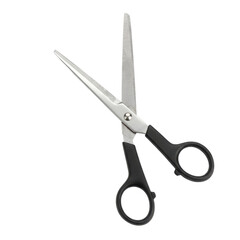 Open scissors with black handles isolated PNG with Transparent Background