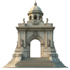 3D front view illustration of a Monumento a la Resiliencia Ecuador monument isolated on a white transparent background.