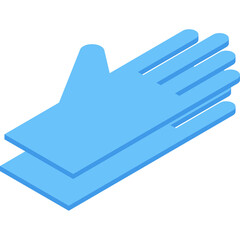Pair Of Blue Isometric Style Medical Gloves Layed Flat On A White Background Detailed Graphic Representation Of Protective Handwear
