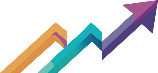 Dynamic gradient arrow illustration showing growth progress and direction vector graphic