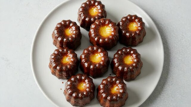 A plate of delicious french canel pastries with caramelized crust