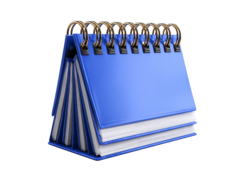 Blue spiral notebook stacked isolated black background, Isolated On White Background, Png Transparent