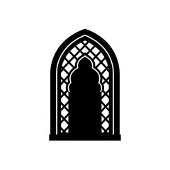Fototapeta premium Silhouette of an arched lattice door on transparent background