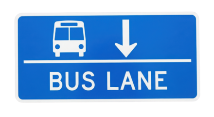 Bus Lane road sign indicating a bus lane isolated PNG with Transparent Background