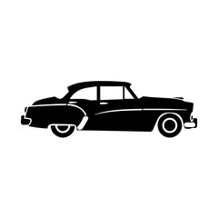 Fototapeta premium Classic American Car Silhouette on White Background Vector Illustration