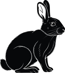 Black Rabbit Silhouette Illustration Vector