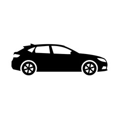 Obraz premium Black Car Silhouette Icon Modern Hatchback Vehicle Vector Automotive Transport Graphic Minimalist Design Element Vector Illustration