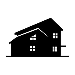 Residential Building Silhouette Icon  Modern Home Architecture Symbol for Real Estate Vector Illustration