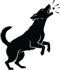 Black Silhouette of a Howling Dog with Sound Waves Vector Illustration