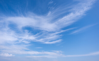 clear blue sky background,clouds with background, Blue sky background with tiny clouds. White fluffy clouds in the blue sky. 