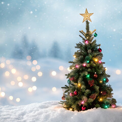 Obraz premium christmas tree with snow