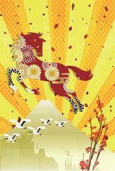 午　年賀状　干支　背景