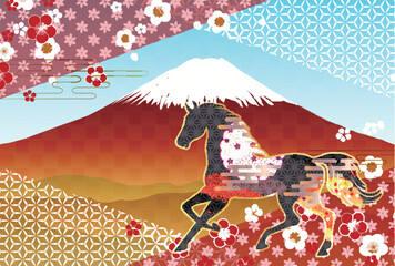 午　年賀状　干支　背景