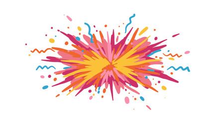 A vibrant abstract explosion of colorful paint splatters and confetti, symbolizing celebration, joy, and exciting energy. © ary