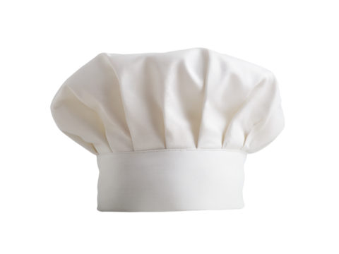 Classic white chef hat culinary cooking restaurant uniform, Isolated On White Background, Png Transparent