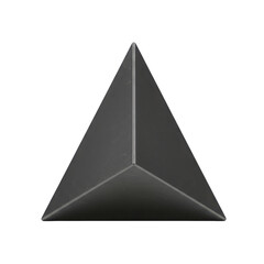 Fototapeta premium Dark gray tetrahedron 3D shape isolated PNG with Transparent Background
