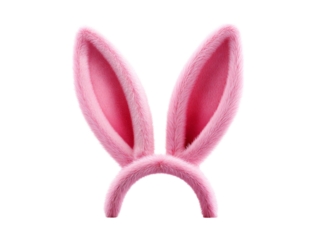 Pink fluffy bunny ears headband easter costume accessory, Isolated On White Background, Png Transparent