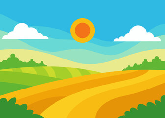 Obraz premium Oil painted countryside field with sunshine background