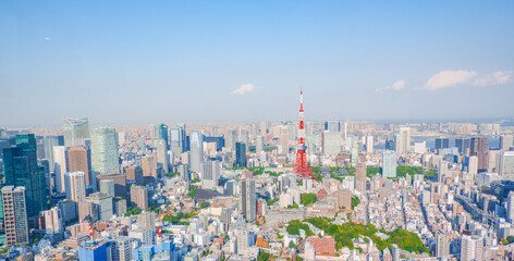 Obraz premium panoramic, tourist attractions in the city park of Tokyo City, Asia business concept image, panoramic modern cityscape building in Japan.The most beautiful Viewpoint tokyo city, japan. 