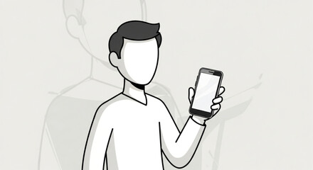 A man is holding a smartphone in his hand, he is looking at the screen and smiling, ready to use the application