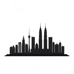 Naklejka premium Kuala Lumpur City Skyline Silhouette Vector Art