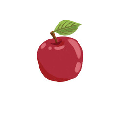 Red Apple with Green Leaf Vector Hand-Drawn Illustration