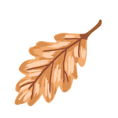 Autumn Oak Leaf Rustic Hand-Drawn Clipart Illustration