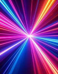 Vibrant abstract depiction of light radiating outwards