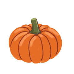 Orange Pumpkin with Green Stem Vector Illustration