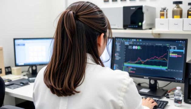 Scientist Working Data Analysis Station Lab