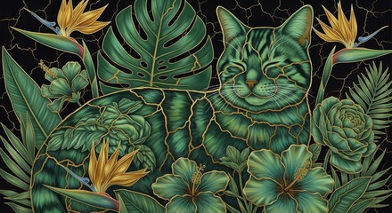 Elegant Cat Silhouette With Gold