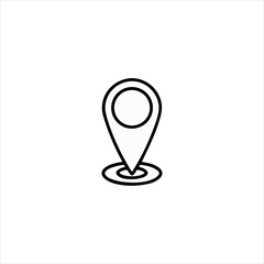 Simple black and white outline of a location pin on a white background