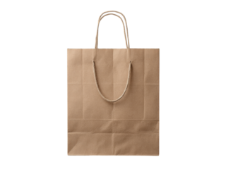 Brown paper shopping bag with twisted rope handles isolated on black background, Isolated On White Background, Png Transparent