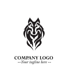 Obraz premium Wolf Logo Symbol in Black on the White Background Minimalist Wild Animal Vector Illustration