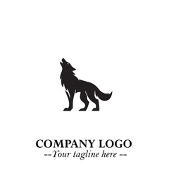 Naklejka premium Wolf Logo Symbol in Black on the White Background Minimalist Wild Animal Vector Illustration