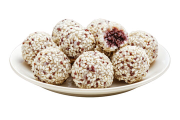 Sesame balls tangyuan glutinous rice balls asian dessert on transparent background