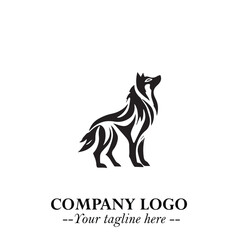 Wolf Logo Symbol in Black on the White Background Minimalist Wild Animal Vector Illustration