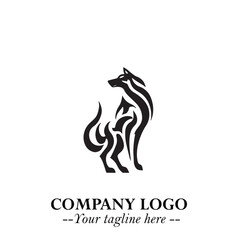 Wolf Logo Symbol in Black on the White Background Minimalist Wild Animal Vector Illustration