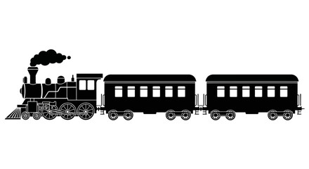 Vintage Steam Train Silhouette Vector, Classic Railway Locomotive Illustration, Retro Transportation Icon Design © ALEYA 