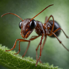 Macro Photography of an Ant Exploring Leaf Veins in High Definition