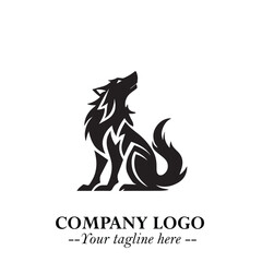 Wolf Logo Symbol in Black on the White Background Minimalist Wild Animal Vector Illustration