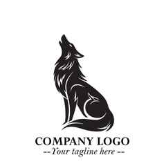Wolf Logo Symbol in Black on the White Background Minimalist Wild Animal Vector Illustration