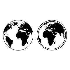 Globe Earth Silhouette Vector – Black and White World Map Icon for Travel and Global Design