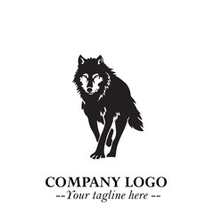 Wolf Logo Symbol in Black on the White Background Minimalist Wild Animal Vector Illustration