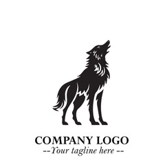 Wolf Logo Symbol in Black on the White Background Minimalist Wild Animal Vector Illustration