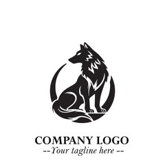 Wolf Logo Symbol in Black on the White Background Minimalist Wild Animal Vector Illustration