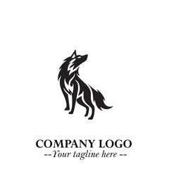 Wolf Logo Symbol in Black on the White Background Minimalist Wild Animal Vector Illustration